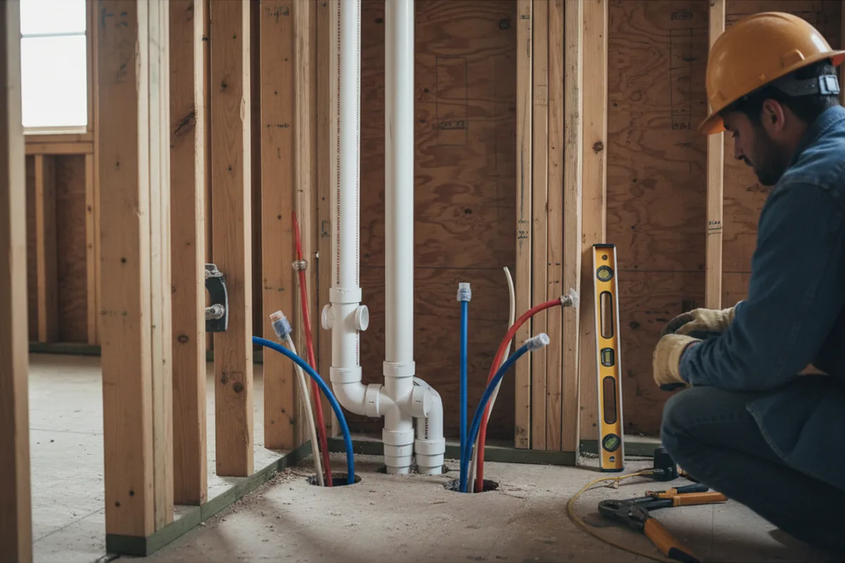 Drain and supply rough-in during Sump Pump Repair in Chattanooga